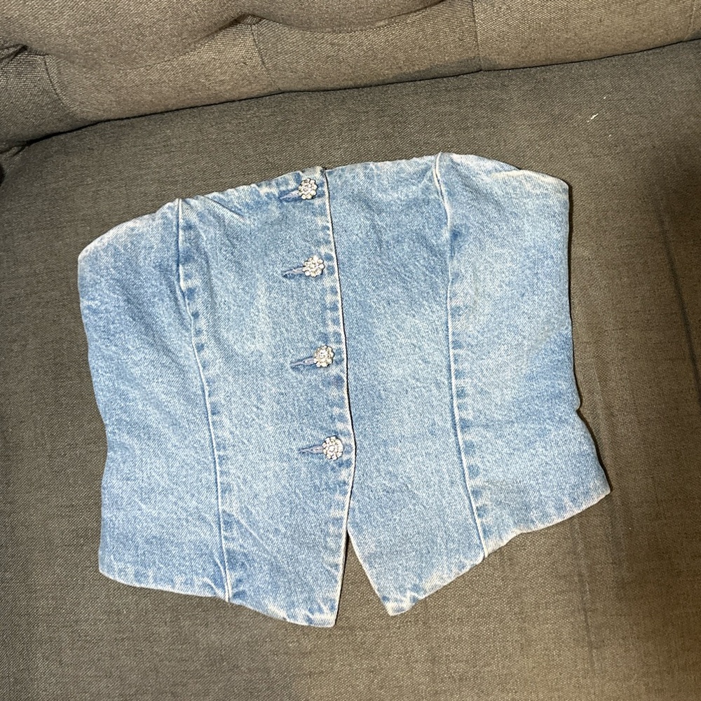H&M crystal embellished denim corset